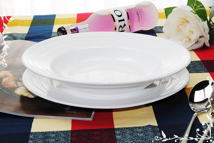 双线平盘饭盘深汤盘烩饭盘碟意粉盘圆形西餐牛扒盘子可加logo详情10