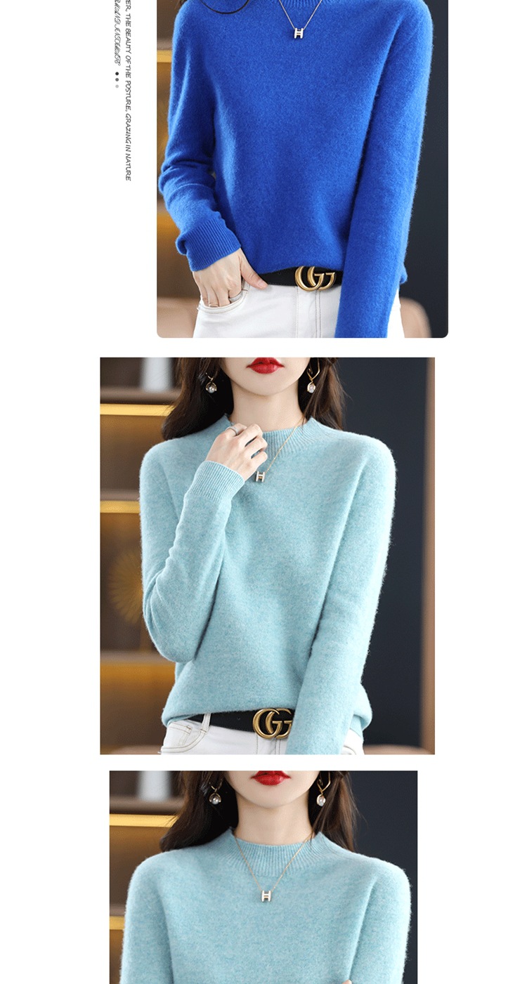 The new semi-high-neck cashmere sweater for women in the 2022 autumn and winter season is elegant and slimming. It is a versatile cashmere base knitted sweater top pic 19
