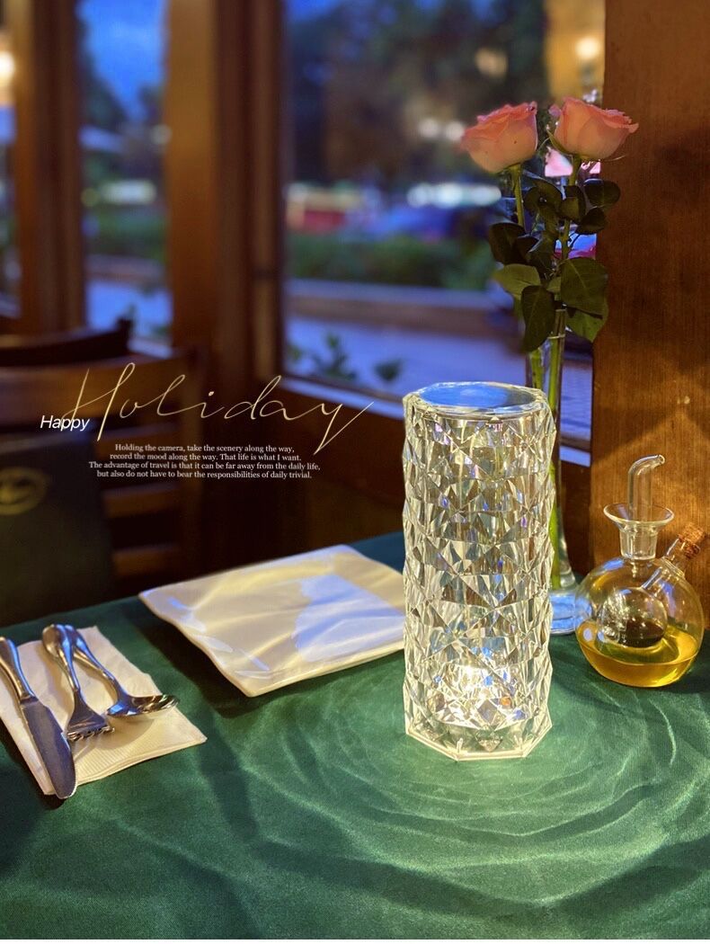 西班牙水晶台灯 网红氛围玫瑰灯北欧创意小夜灯 床头装饰钻石台灯详情9