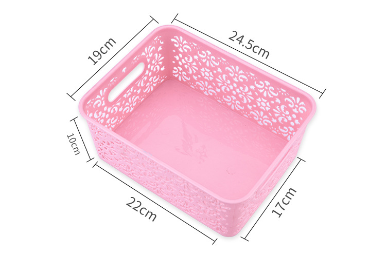Plastic hollowed-out cosmetic storage box, desk and office desk miscellaneous storage basket, fashionable multi-functional storage basket 0750 pic 14