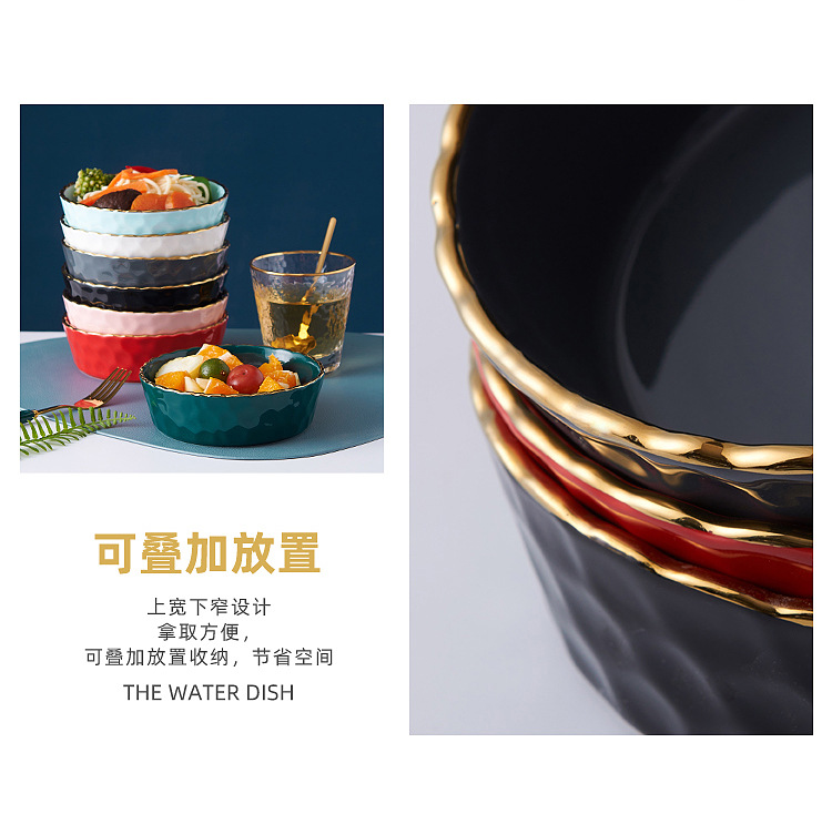 Nordic tableware, ceramic bowls, household fruit dessert bowls, ceramic fruit salad bowls, pasta breakfast bowls, lace bowls pic 10