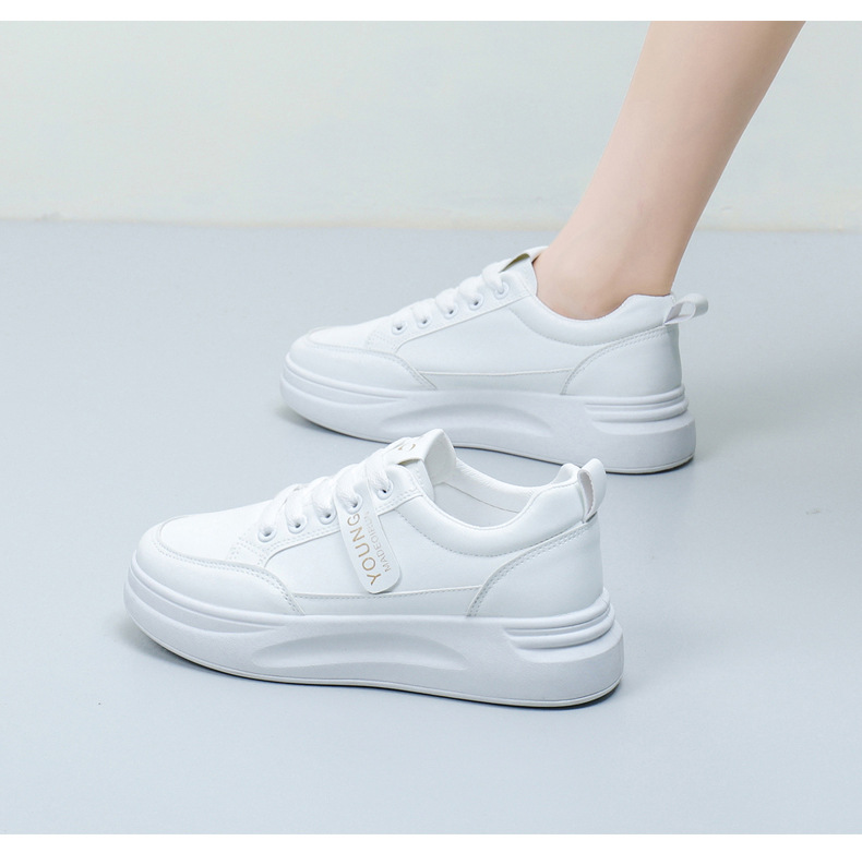 2024爆款春秋季轻便小白鞋皮面增高软底女士透气厚底运动休闲鞋女详情12