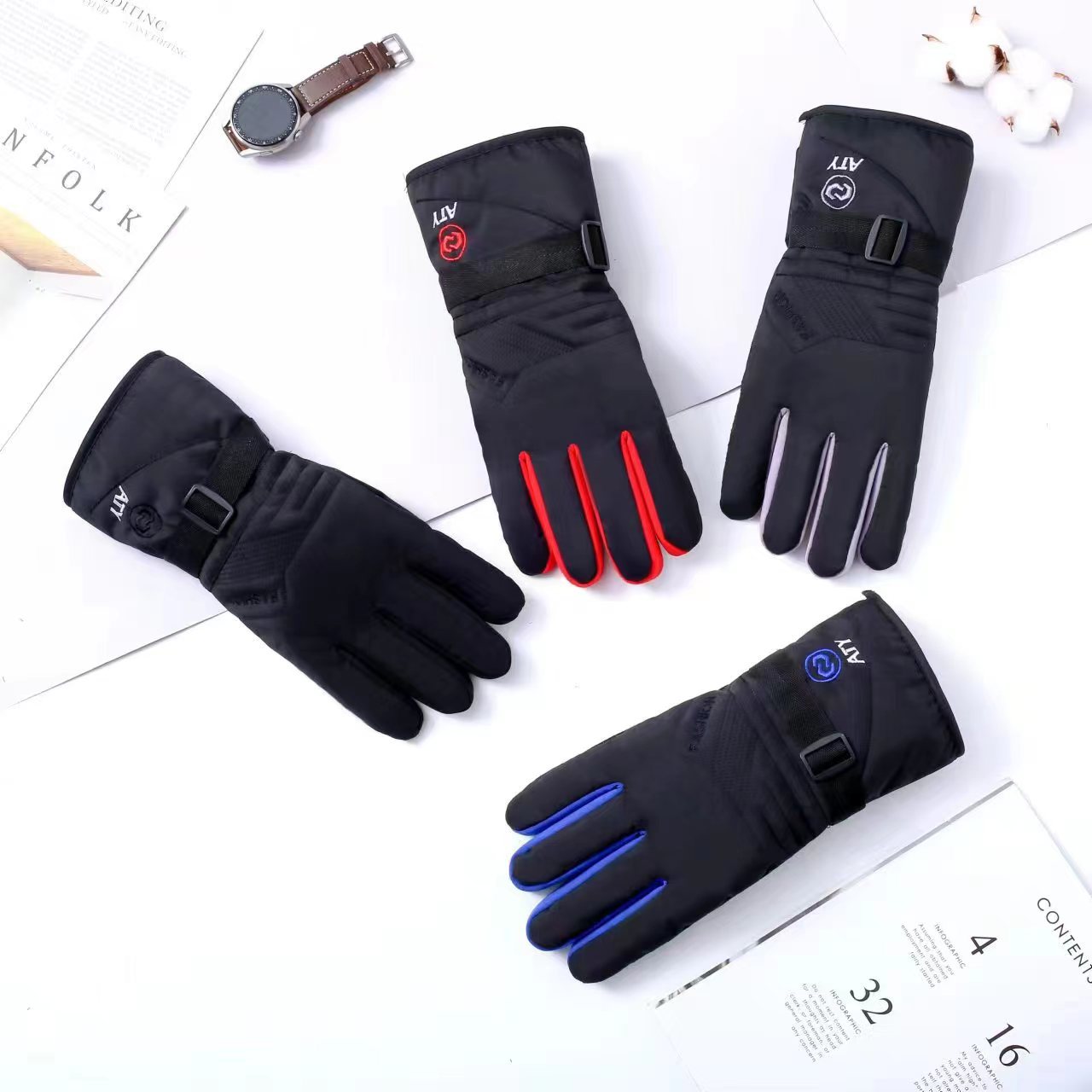 Cross-border thickened ski gloves, outdoor thickened cycling sports warm gloves, waterproof and windproof mountaineering gloves pic 5