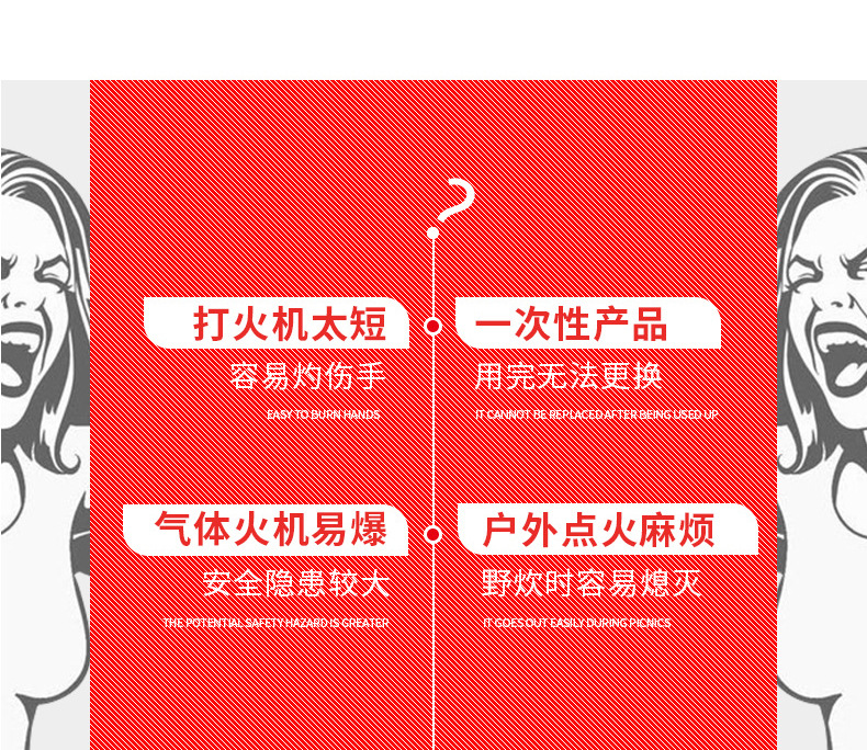 Cross-border supply of 37CM metal igniters, kitchen gas stove igniters, outdoor barbecue and camping extended lighters pic 6