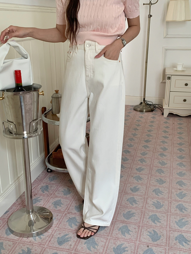 GAGD white Tencel wide-leg jeans for women, simple, loose and drape straight-leg jeans pic 21