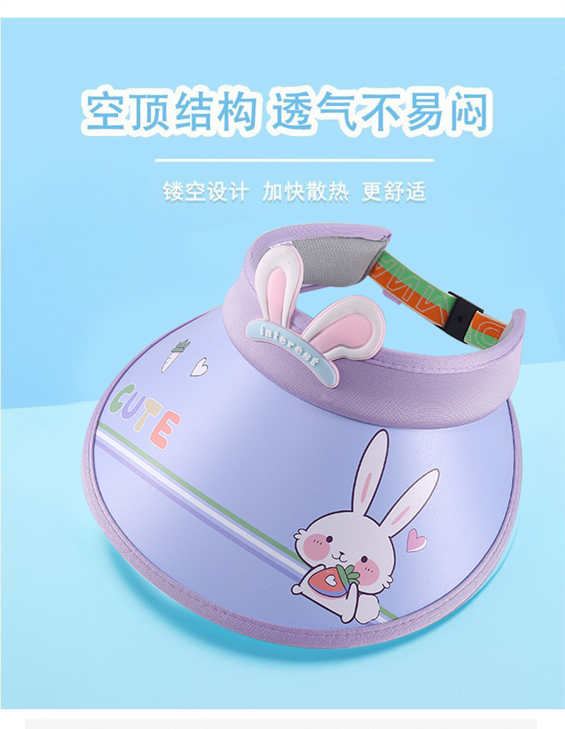 夏天空顶帽儿童户外玩耍遮阳太阳帽休闲时尚卡通图案大檐全脸防晒详情2