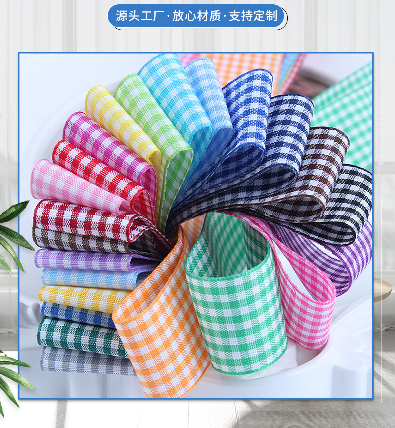 Dingxin checkered Ribbon wholesale, Scottish black, white and red ribbons, DIY bow gift packaging webbing pic 6