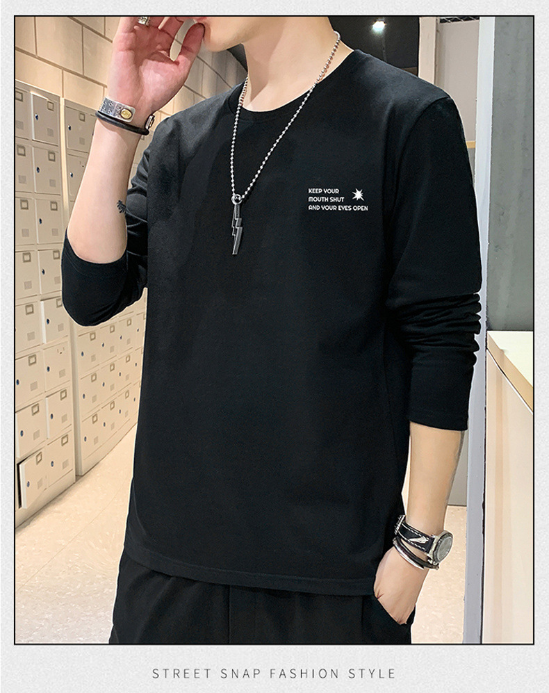 新款春秋季男士长袖t恤男潮牌棉体恤男T宽松薄款卫衣上衣服男装潮详情44