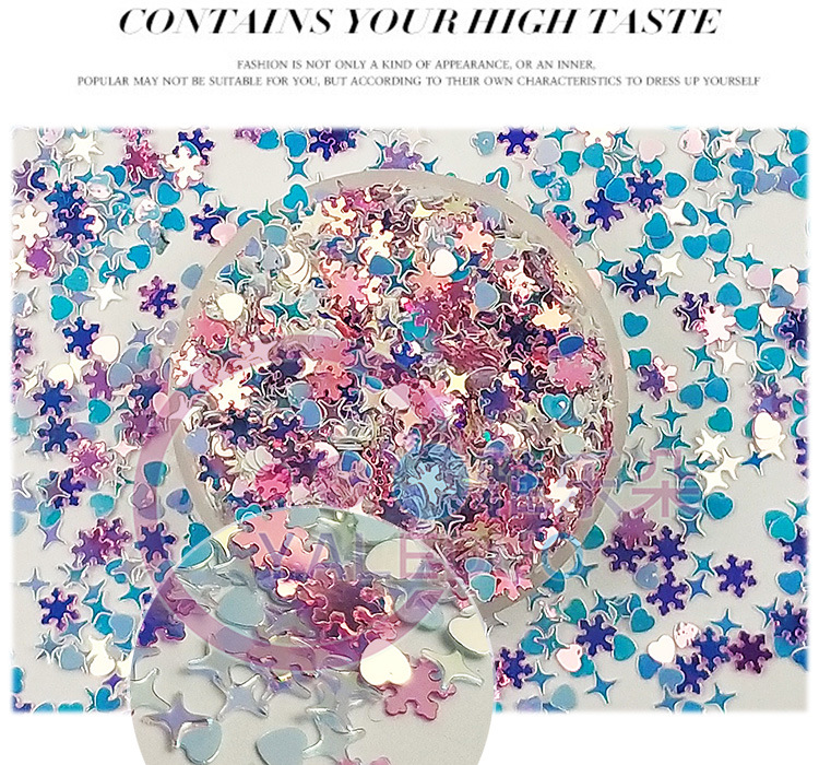 Golden snowflakes, four-pointed stars, hearts, mixed PVC sequins, diy resin nail art, Christmas ball decoration slime accessories pic 3