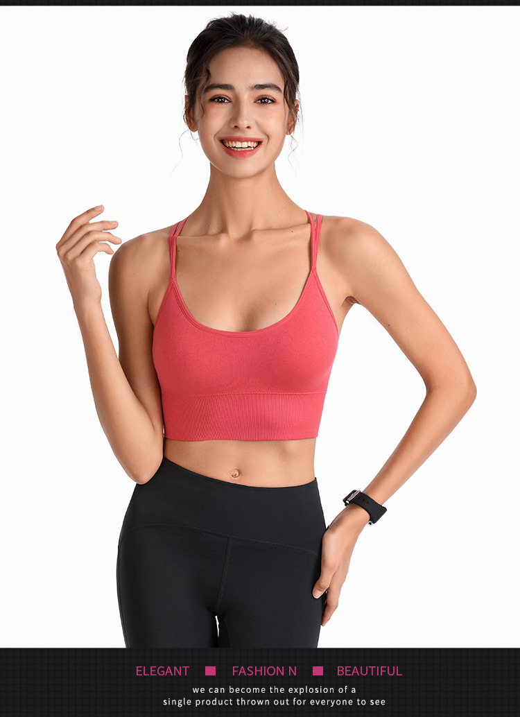 Thin-band cross-shaped yoga sports bra, quick-drying shock-absorbing running fitness sports underwear, European and American large-sized bra pic 10