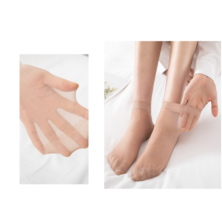 春夏女士短袜钢丝袜耐磨防勾丝女士短丝袜肉色天鹅绒短丝袜批发详情8