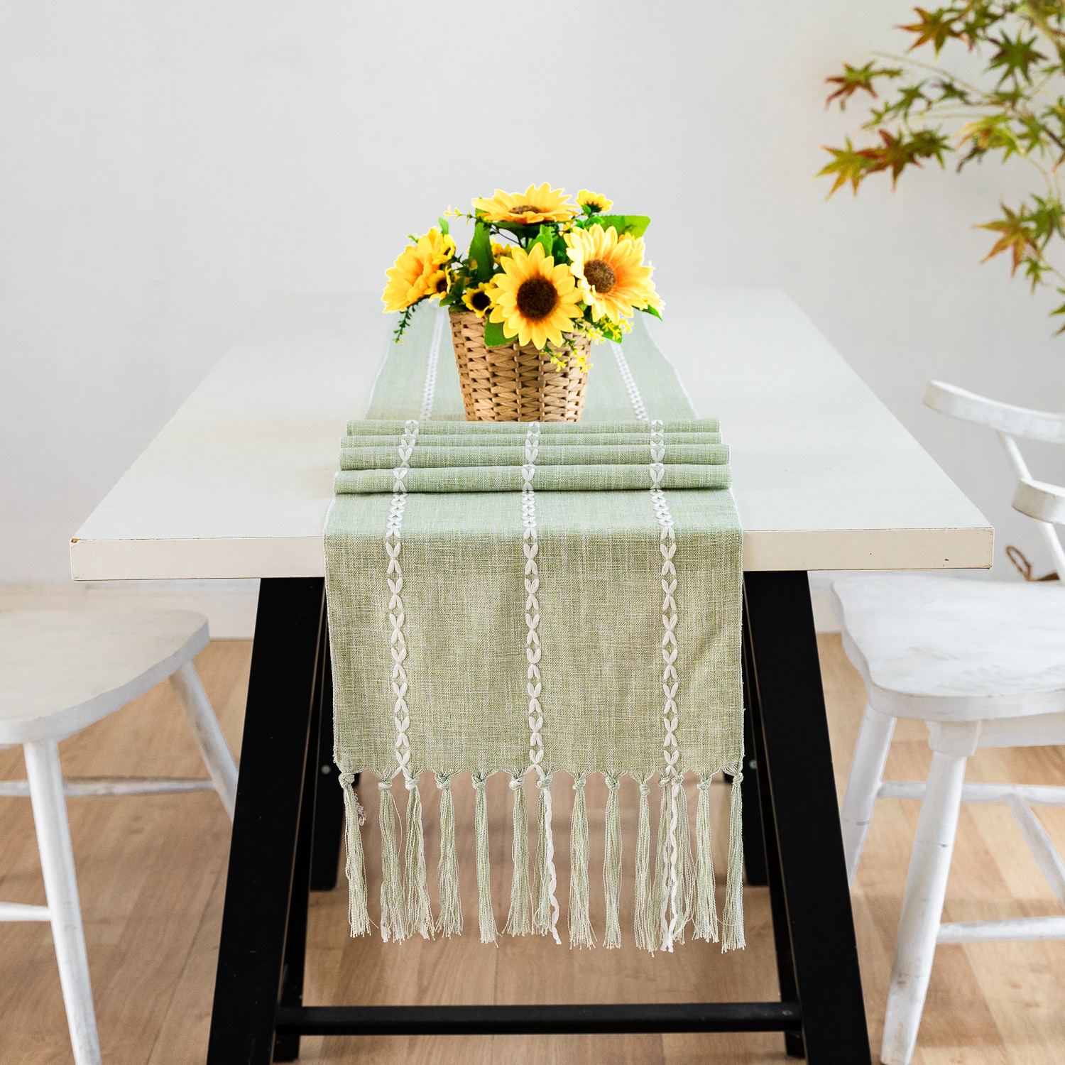 New cross-border Amazon handcrafted table flag, hollowed-out American country white tablecloth, dressing table scarf factory wholesale pic 62
