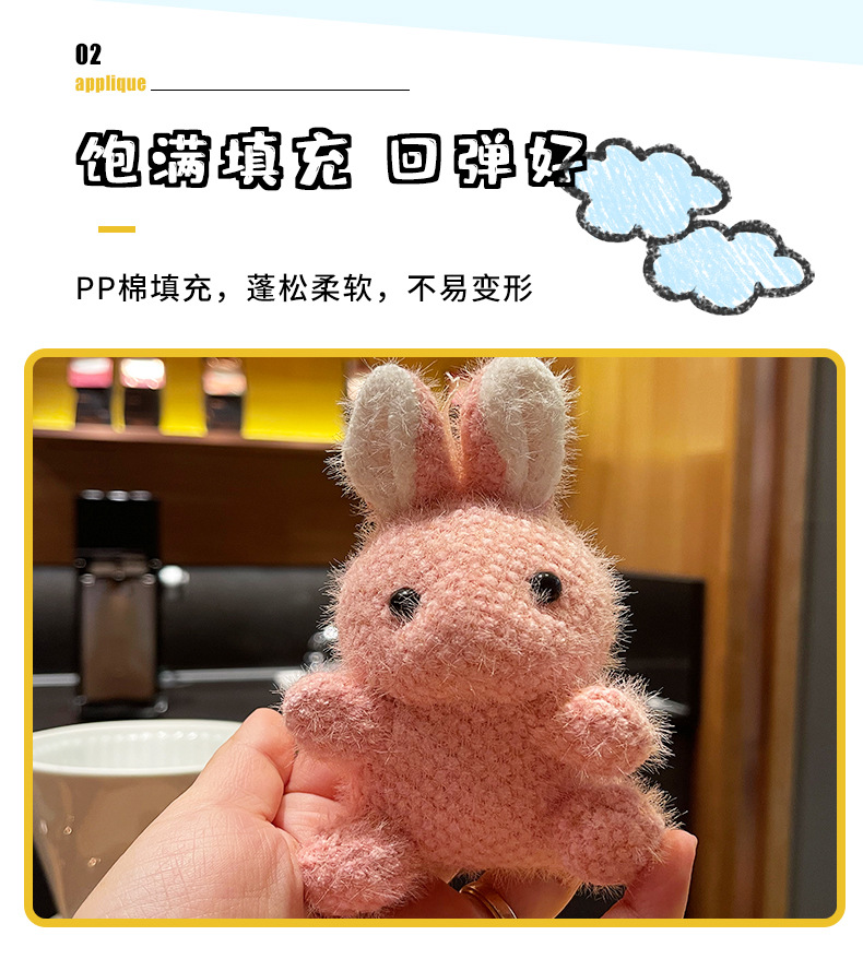 Cute cartoon rabbit plush pendant, creative figurine keychain, backpack pendant, mini decorative pendant pic 3