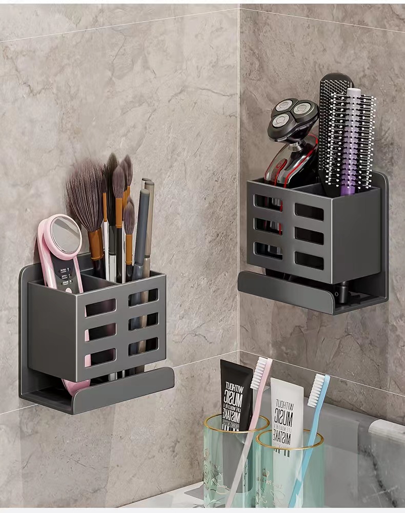浴室梳子置物架卫生间免打孔壁挂厕所化妆品刮胡刀牙刷牙膏收纳筒详情13