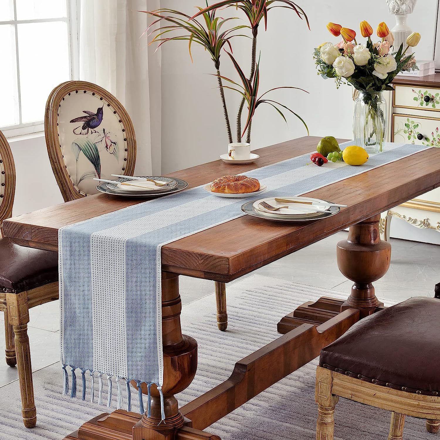 Cross-border factory direct supply table flags, American color-blocked striped tablecloths, Nordic coffee tables, long bed flags, shoe cabinet flags, tea flags pic 27