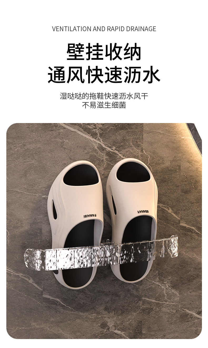 轻奢浴室拖鞋架免打孔卫生间厕所门后壁挂式置物挂架收纳神器墙上详情6