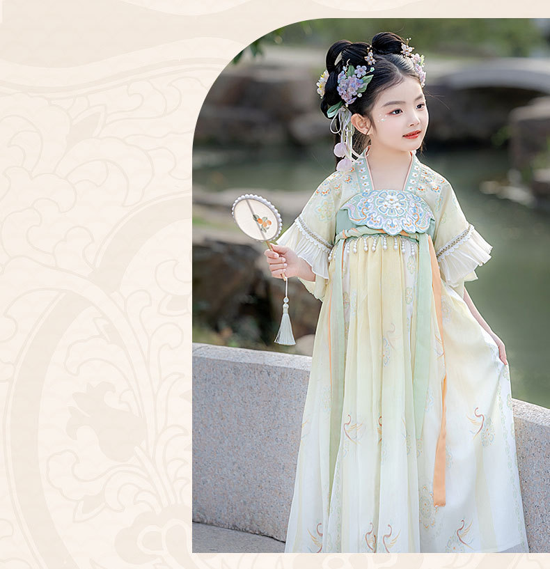 国潮女童汉服2025夏季新款儿童高端古装日常襦裙小女孩唐装连衣裙批发详情17