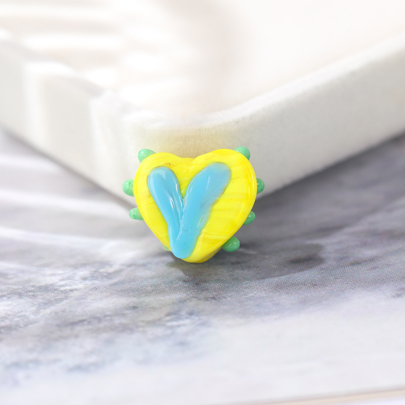 晗钰缘 爱心手绘兔耳朵点点琉璃珠子diy耳饰手链项链饰品材料批发详情9