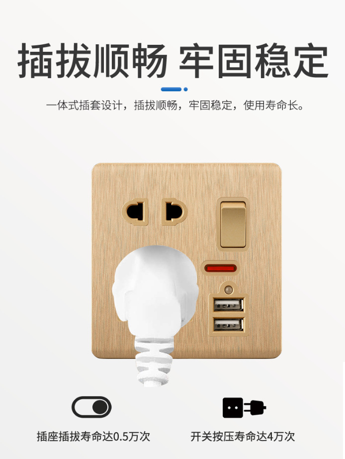 博王 S6金拉丝轻奢现代简约风插座开关 阿拉伯迪拜也门外贸出口详情4