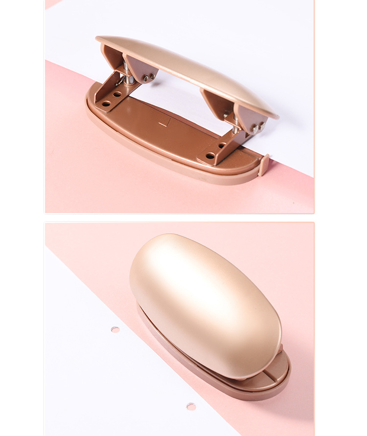 Factory-customized 12 # rose gold stapler, manual labor-saving binding machine, double-hole punching machine and nail lifting machine set pic 3