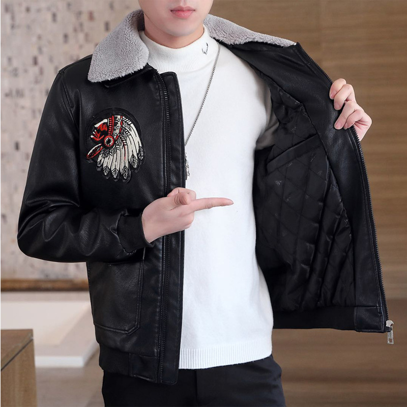 The new winter leather jackets for men, Korean-style leather jackets for men, cotton and thickened motorcycle suits, and pilot jackets are all trendy pic 14