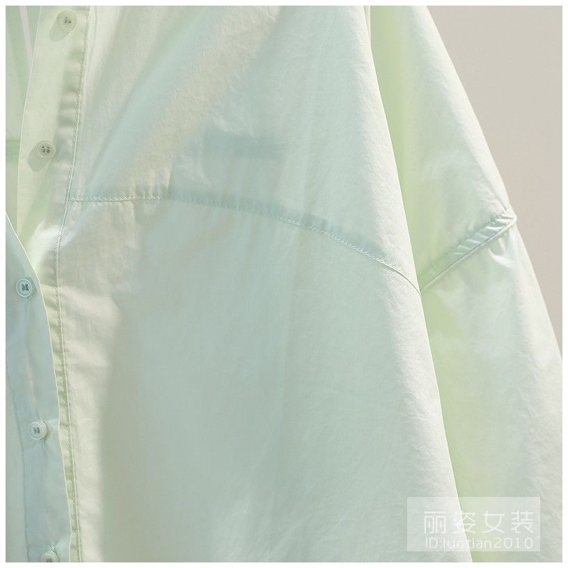 春夏秋新款新款韩版长袖小清新设计感拼接包边宽松文艺范衬衫女详情5