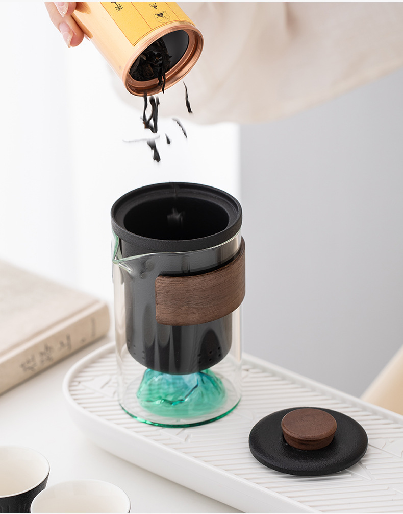 Travel tea set, business gift wholesale, glass outdoor one pot and four cups, ceramic quick customer cup, customized logo pic 12