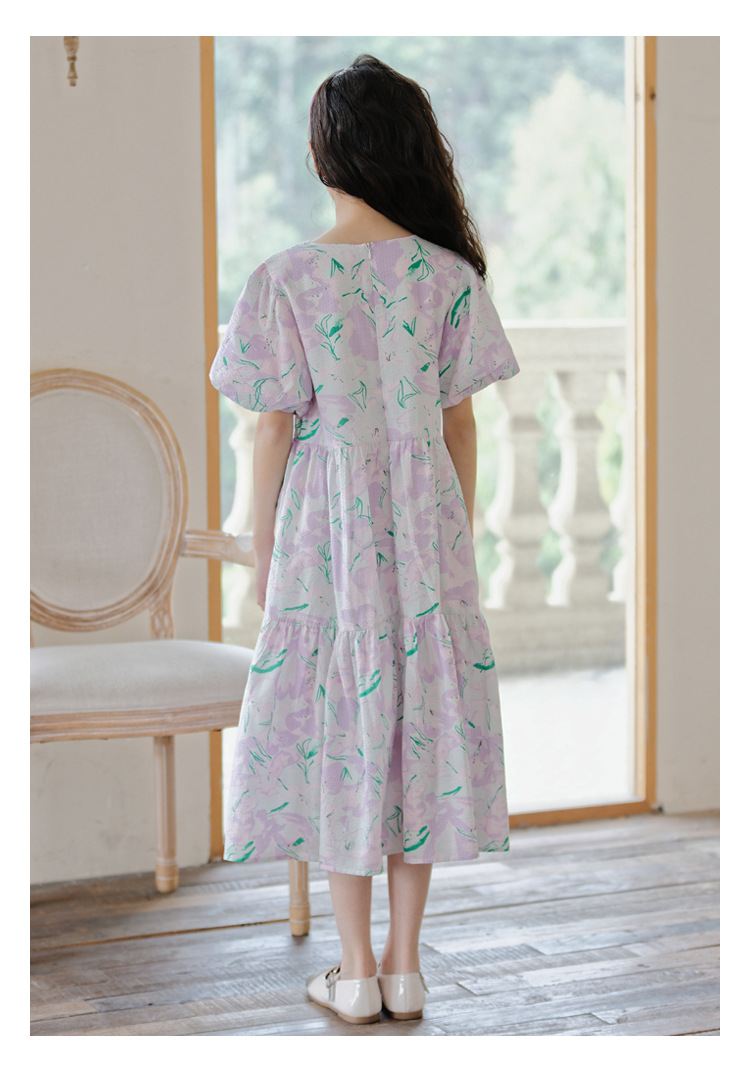 女童连衣裙夏季短袖碎花长裙子2024新款韩版中大童儿童洋气公主裙详情17