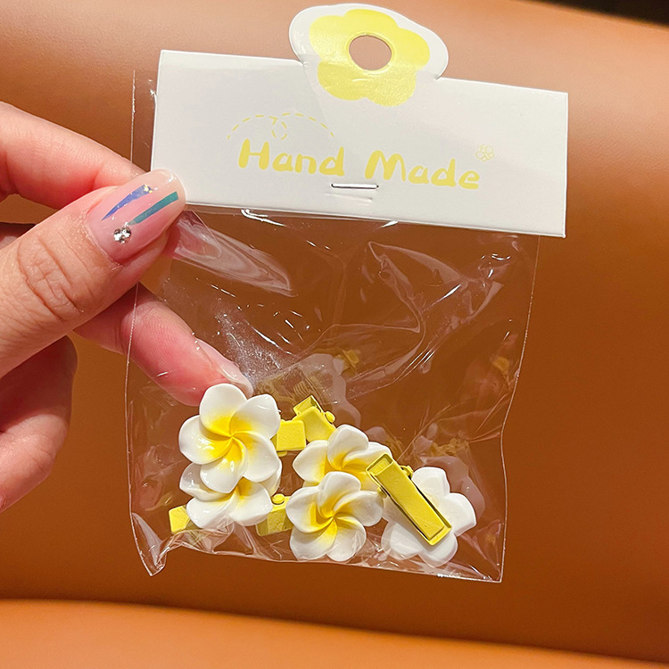 新款韩国发夹泫雅风鸡蛋花发卡可爱简约发饰边夹少女百搭发圈批发详情9