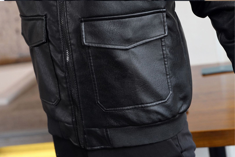 The new winter leather jackets for men, Korean-style leather jackets for men, cotton and thickened motorcycle suits, and pilot jackets are all trendy pic 13