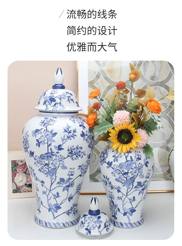 New Chinese-style blue and white landscape hand-painted general jars, Jingdezhen ceramic vases, storage jars, decorative ornaments and handicrafts pic 2