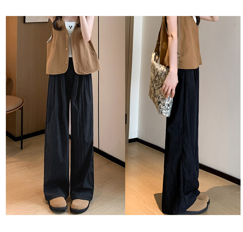 Ice silk wide-leg pants for women in summer, thin, high-waisted, straight-leg, pleated cotton and linen casual pants, cool and laid-back Yamamoto pants pic 34