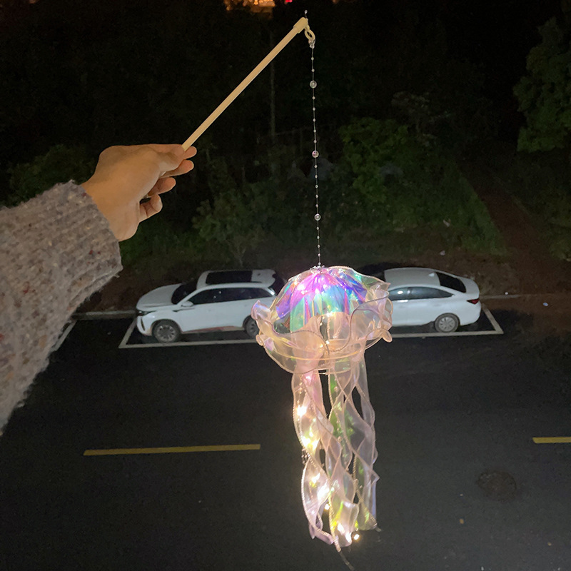 地摊夜市爆款玩具发光手提水母灯儿童玩具仿真水母七彩飘带水母灯详情10