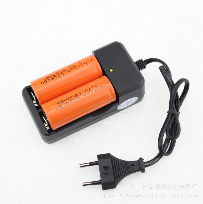 Powerful flashlight with cable, dual-slot 18650 dual-socket charger, 18650 lithium battery, 26650 battery charger pic 2