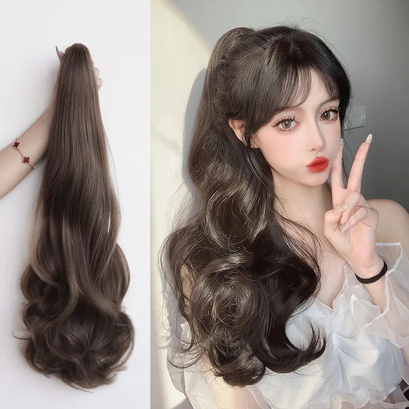 Amazon cross-border best-selling wig, ponytail, clip style, long curly hair, high-temperature synthetic fiber, one-piece consignment, factory direct sales pic 9