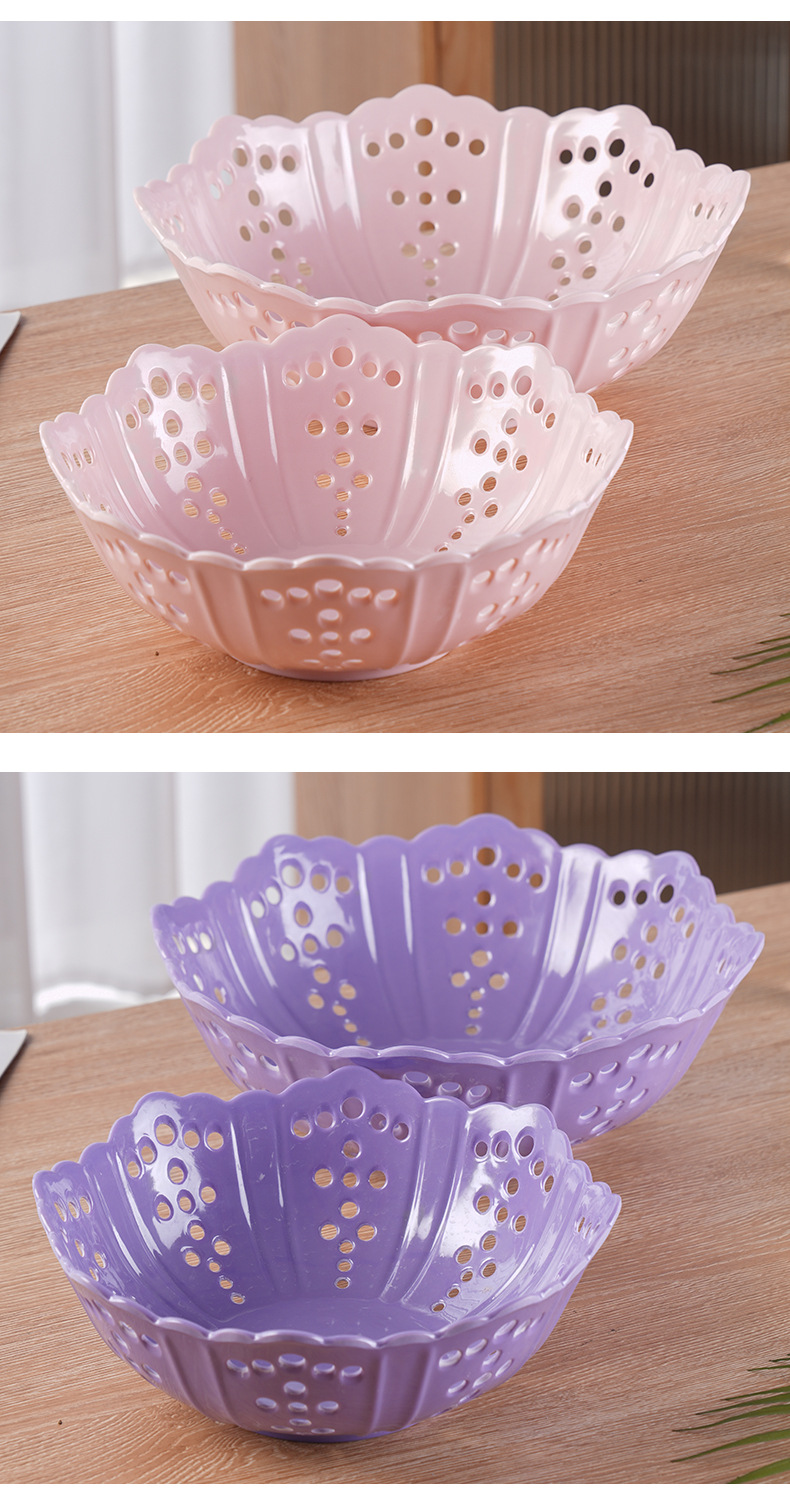 Fashionable octagonal hole hollowed-out Chenjing best-selling melamine fruit plate, imitation porcelain creative fruit basket, kitchen draining basket, vegetable basket pic 23
