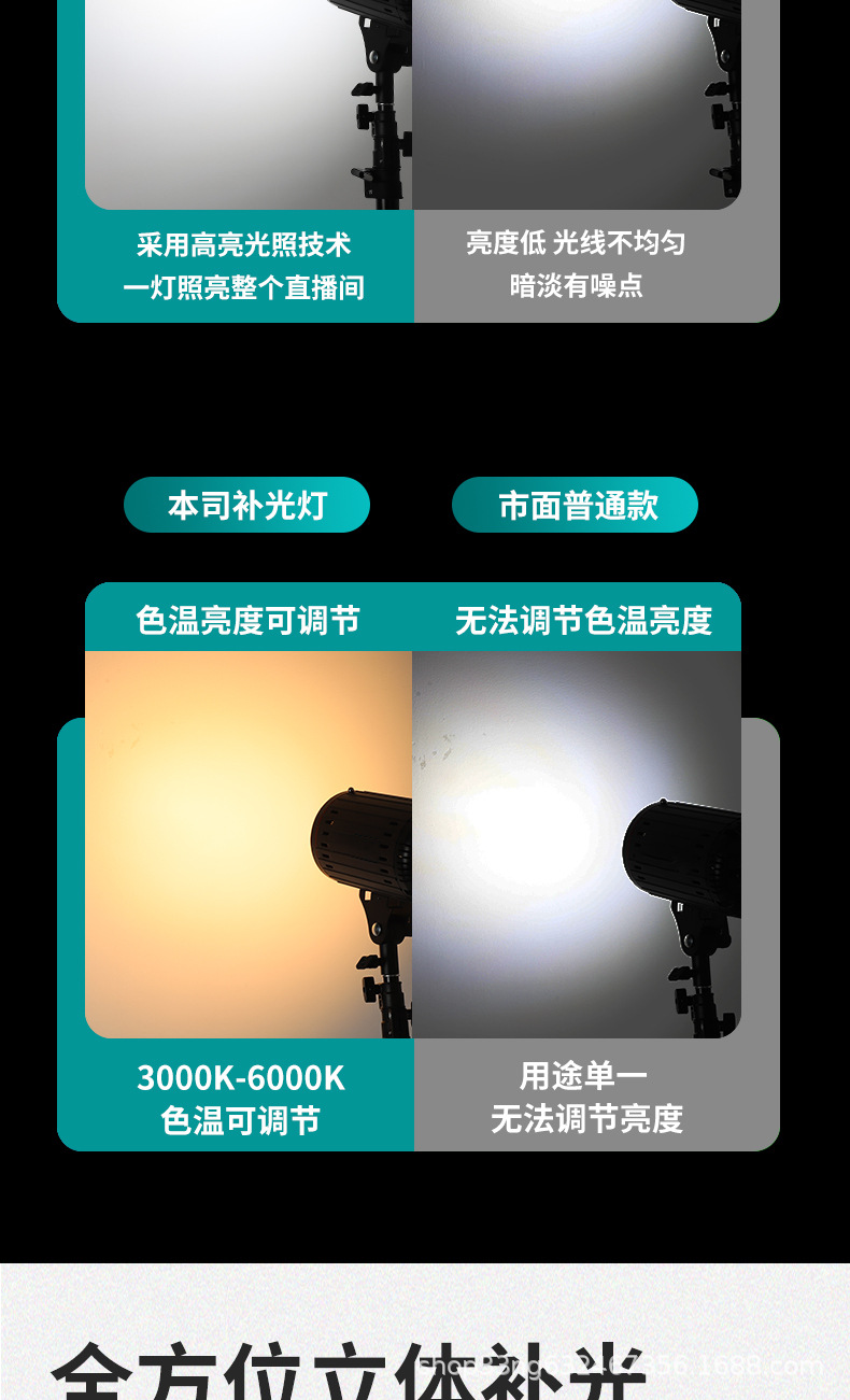 300W three-color temperature high cost-performance long-distance live shooting beauty sun fill light pic 4