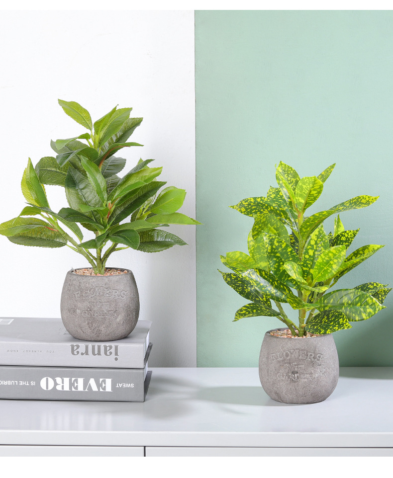 Nordic ins artificial green plant potted cement pot ornaments, living room and office desktop decoration artificial plant bonsai pic 13