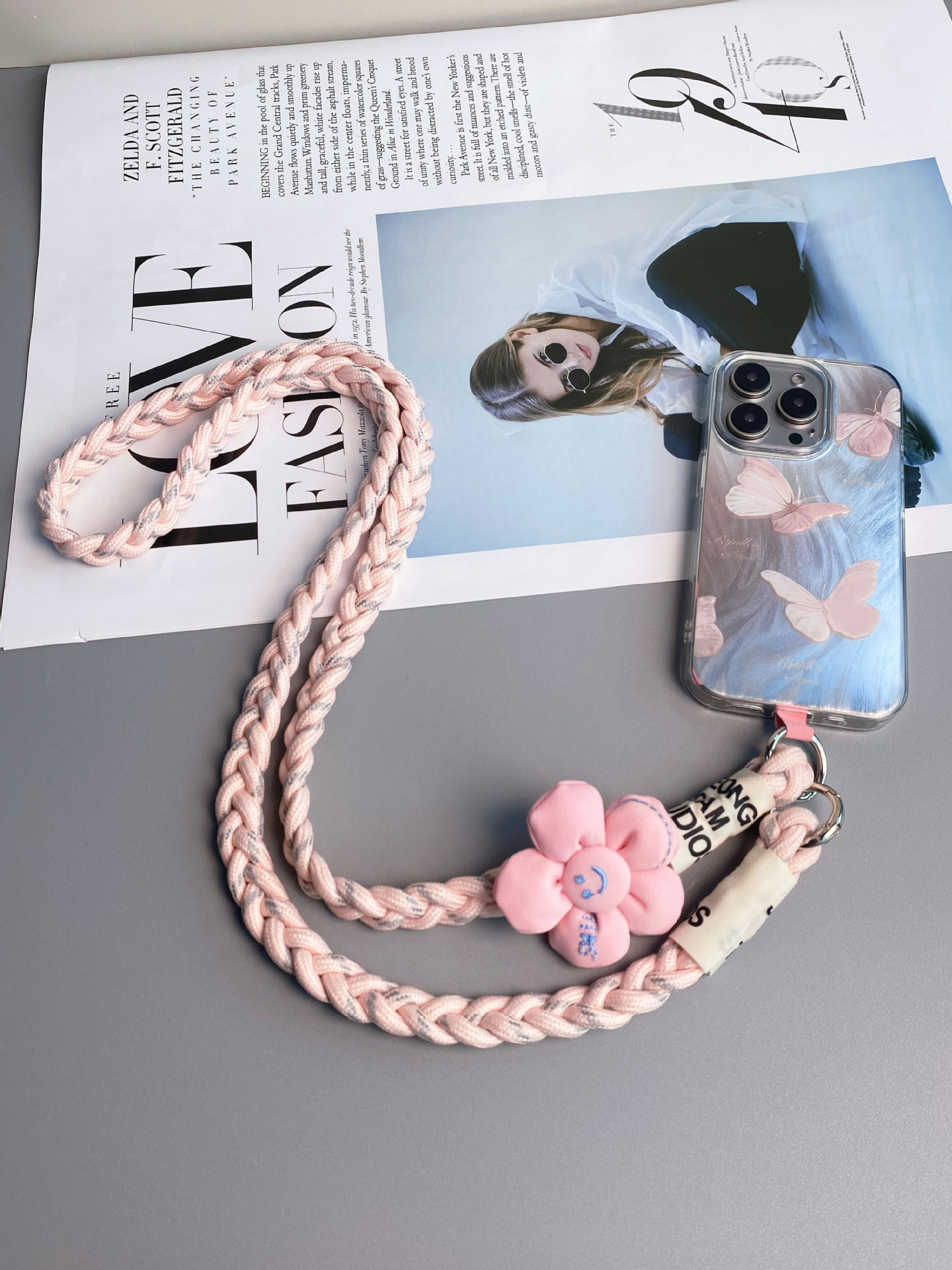 斜挎款太阳花三股马尾辫手机挂绳ins背绳时尚小清新户外登山结实详情17