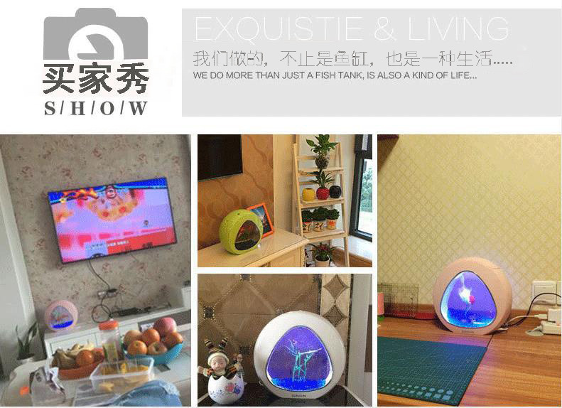 Sunsen Fish Tank Creative Mini Fish Tank Filtration, Lighting and Circulation three-in-one Desktop aquarium Christmas gift pic 22
