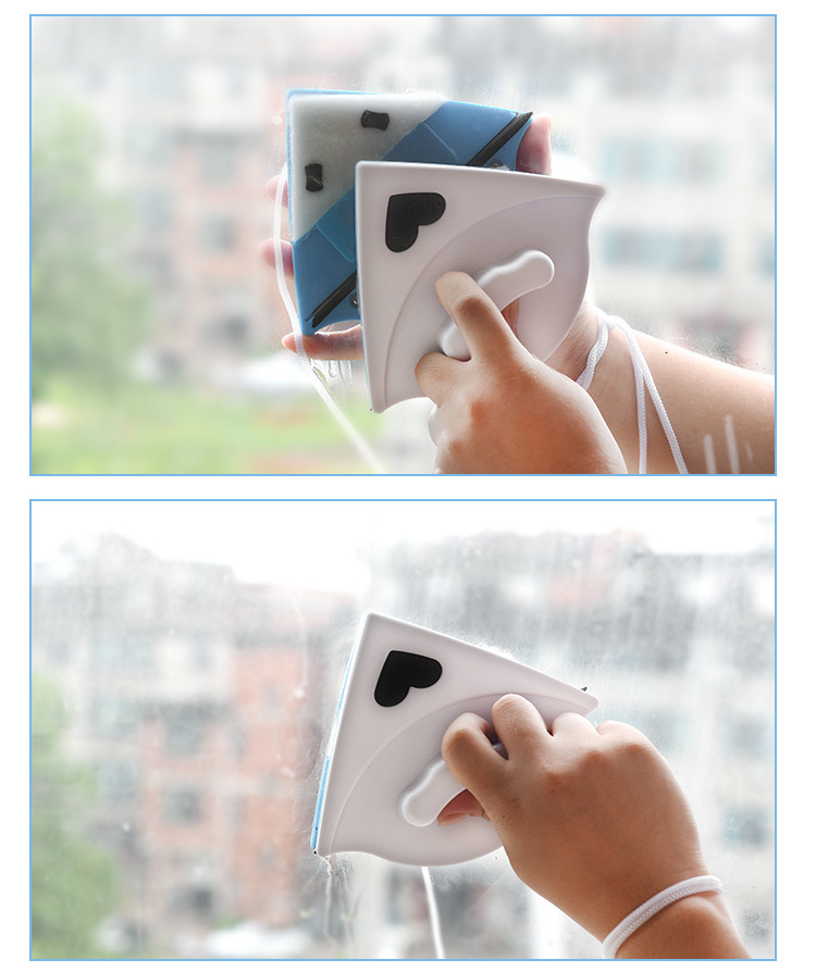 Double-sided glass window cleaner, triangular multi-functional double-sided magnetic glass cleaner, glass scraper pic 11