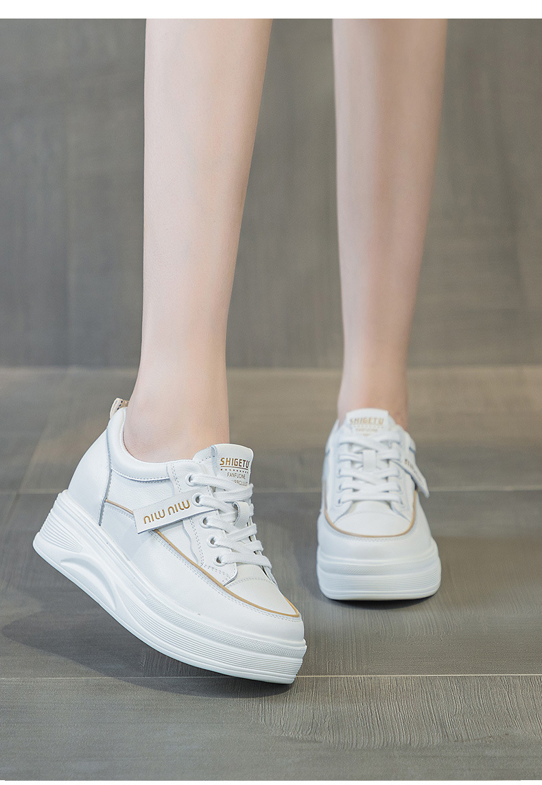 头层牛皮小个子内增高小白鞋松糕厚底运动鞋夏季网面透气休闲女鞋详情23