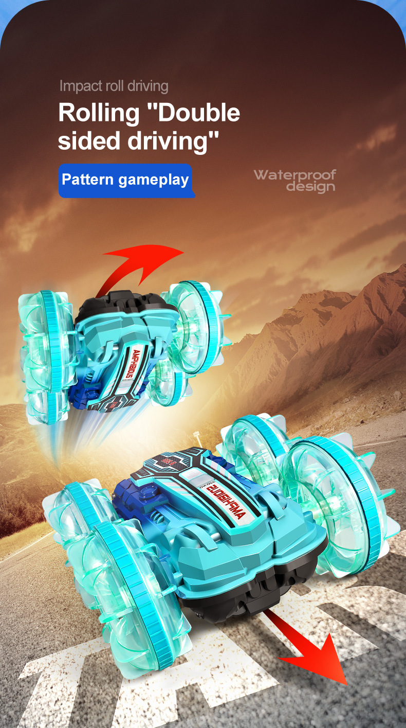跨境热卖儿童遥控双面特技车充电款手势感应水陆两栖汽车玩具批发详情25