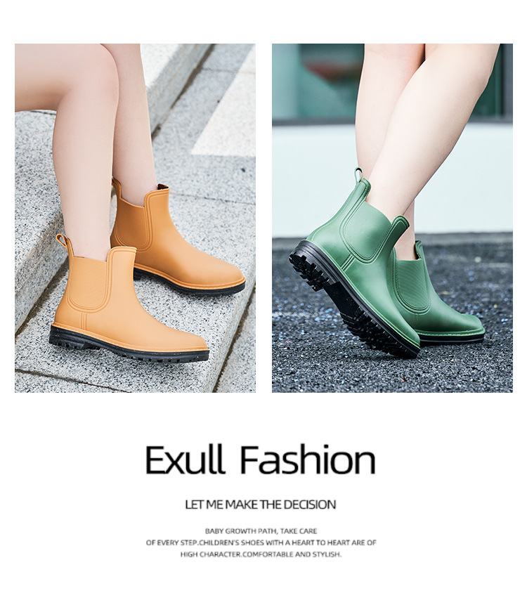 跨境时尚切尔西短筒雨鞋女士松紧雨靴马丁靴防滑水靴成人雨鞋套详情17