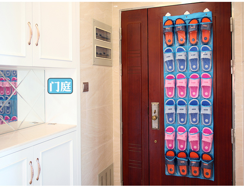24-compartment rear door shoe storage hanging bag, wall-mounted non-woven fabric shoe transparent travel hanging shoe bag storage bag pic 17