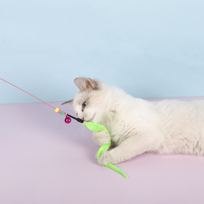 Wholesale of cat teaser sticks, caterpillar cat toys, steel wire feather cat teaser sticks, interactive cat play steel wire toy products pic 14