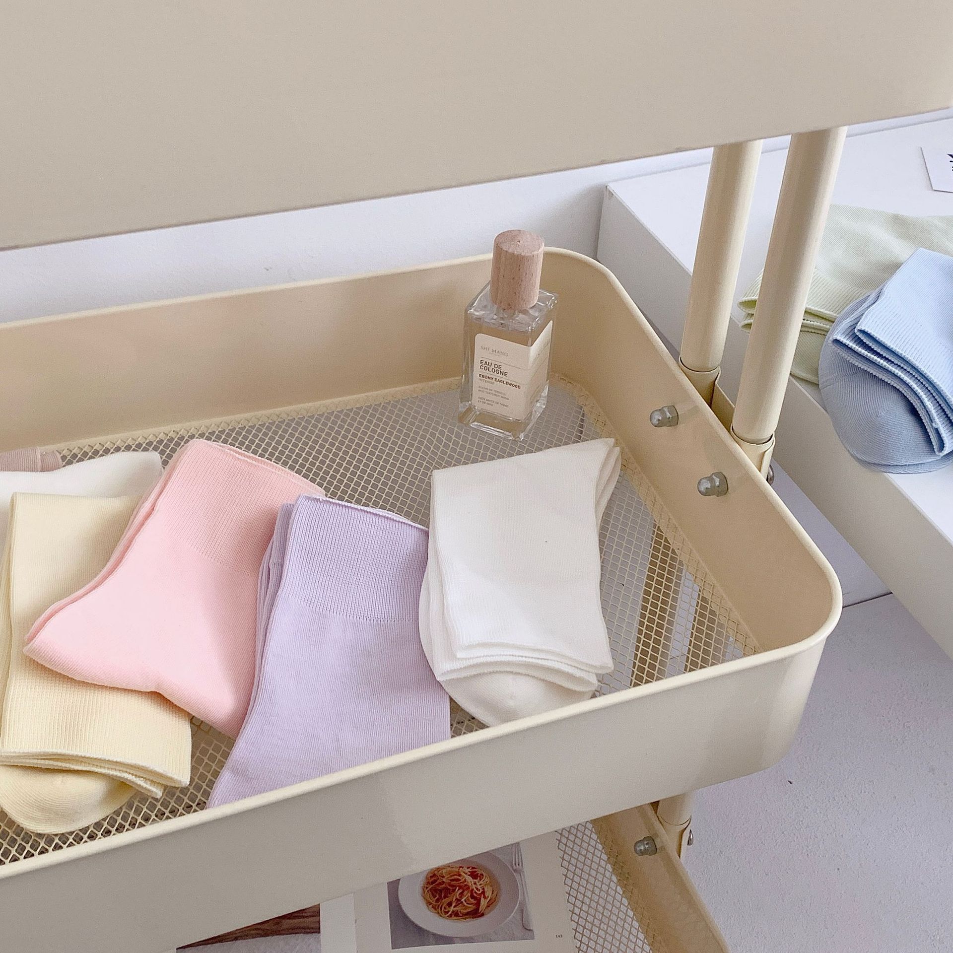 夏天女生袜子无骨堆堆月子袜日系马卡龙色松口春夏薄款简约中筒袜详情7