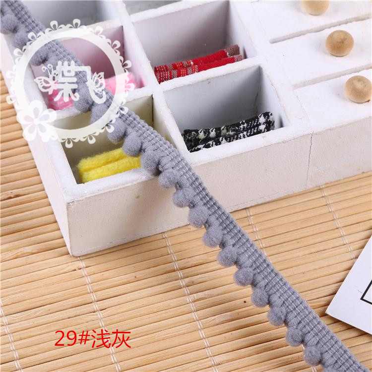 现货供应35色爆款密芽边毛毛虫织带DIY手工帽子服装辅料 毛球花边详情43