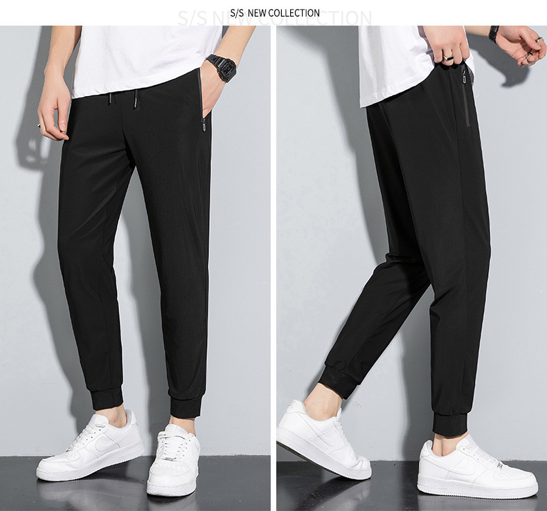 Verano 2022 nuevos pantalones casuales para hombres hielo seda transpirable suelto ligero elástico rápido seco nueve tallas pantalones para hombres tallas grandes pic 17