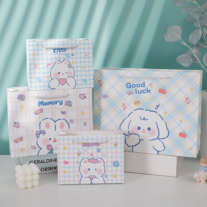 新款条纹格加厚白卡礼品袋伴手礼纸袋商场购物手提袋纸袋现货批发详情7